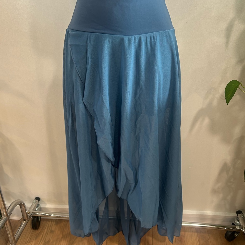 HALARA Asymmetrical Sheer Blue Skirt